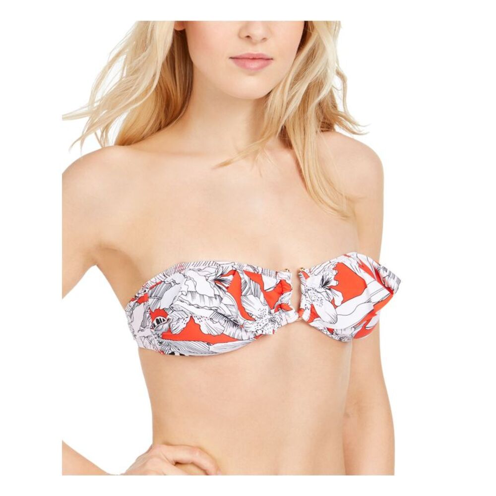 RACHEL RACHEL ROY Women's Red Bikini Island Getaway Bandeau Swimsuit Top XL